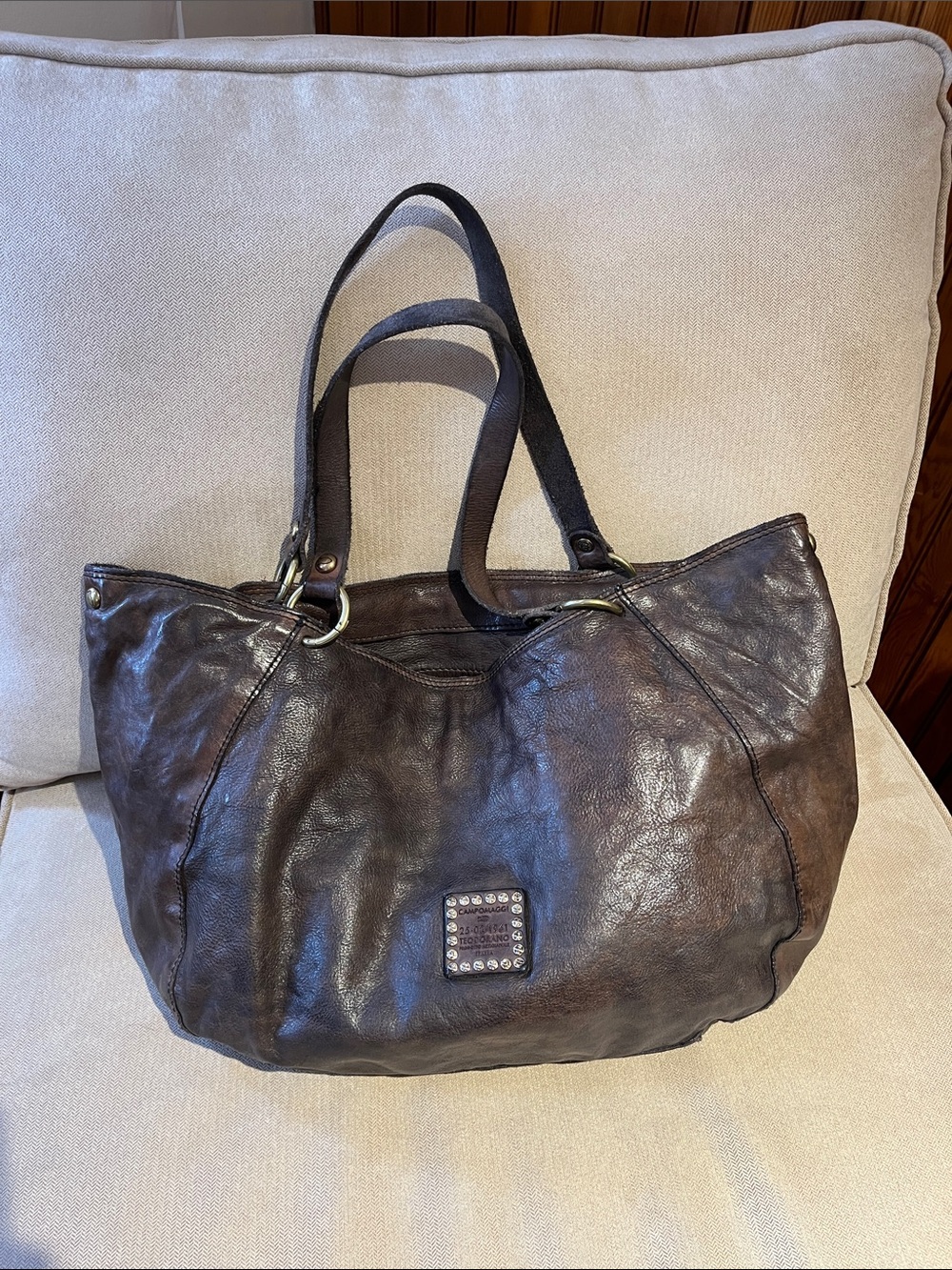 Campomaggi Brown Leather Studded Tote